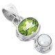 1 1/8" DAINTY SPARKLING PERIDOT FRESHWATER PEARL 925 STERLING SILVER pendant