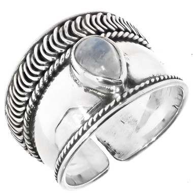 BALI HANDMADE TEARDROP MOONSTONE 925 STERLING SILVER toe ring