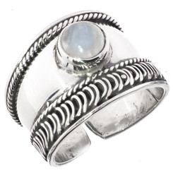 Bali Handmade Round Moonstone 925 Sterling Silver Toe Ring