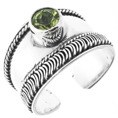 Bali Handmade Sparkling Peridot 925 Sterling Silver Toe Ring