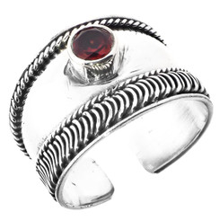 BALI HANDMADE SPARKLING RED GARNET 925 STERLING SILVER toe ring