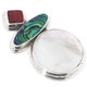 1 5/8" MOTHER OF PEARL SHELL PAUA ABALONE RED CORAL 925 STERLING SILVER pendant