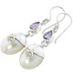 1 3/16" AMETHYST  PACIFIC OCEAN CULTURED MABE PEARL 925 STERLING SILVER earrings
