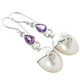 1 3/16" AMETHYST  PACIFIC OCEAN CULTURED MABE PEARL 925 STERLING SILVER earrings