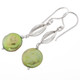 1 1/4" GREEN BIWA FRESHWATER COIN PEARL 925 STERLING SILVER earrings