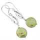 1 1/4" GREEN BIWA FRESHWATER COIN PEARL 925 STERLING SILVER earrings