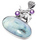 2" ELEPHANT NAUTILUS SHELL AMETHYST 925 STERLING SILVER pendant