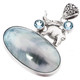 2" ELEPHANT NAUTILUS SHELL BLUE TOPAZ 925 STERLING SILVER pendant