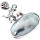 2" ELEPHANT NAUTILUS SHELL BLUE TOPAZ 925 STERLING SILVER pendant