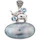 2" ELEPHANT NAUTILUS SHELL BLUE TOPAZ 925 STERLING SILVER pendant