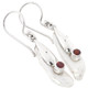 1" WHITE BIWA FRESHWATER STICK PEARL RED GARNET 925 STERLING SILVER earrings