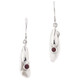 1" WHITE BIWA FRESHWATER STICK PEARL RED GARNET 925 STERLING SILVER earrings