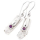 7/8" WHITE BIWA FRESHWATER STICK PEARL AMETHYST 925 STERLING SILVER earrings