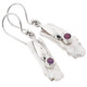 7/8" WHITE BIWA FRESHWATER STICK PEARL AMETHYST 925 STERLING SILVER earrings