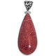2 3/16" HANDMADE TEARDROP RED CORAL 925 STERLING SILVER pendant