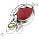 2" Genuine Red Coral Peridot Pearl Sterling Silver Pendant