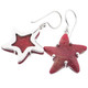 1" Starfish Sea Star Red Coral 925 Sterling Silver Earrings