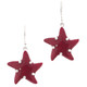 1" Starfish Sea Star Red Coral 925 Sterling Silver Earrings