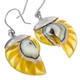 1 1/4" YELLOW OPEN CHAMBER NAUTILUS SHELL 925 STERLING SILVER earrings