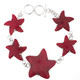 7-8" Sea Star Starfish Red Coral 925 Silver Bracelet