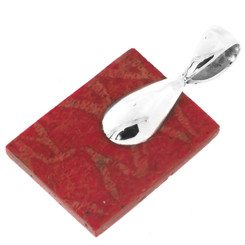 1 7/16" Dainty Red Coral 925 Sterling Silver Pendant