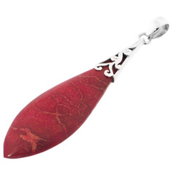 3" Exquisite Red Coral 925 Sterling Silver Pendant
