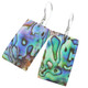 925 Silver Rectangle Genuine Paua Abalone Shell Sterling Earrings, 1 1/4"