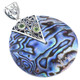 2 3/8" PAUA ABALONE SHELL PERIDOT 925 STERLING SILVER pendant