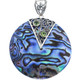 2 3/8" PAUA ABALONE SHELL PERIDOT 925 STERLING SILVER pendant