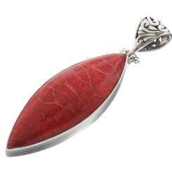 Eye Red Sponge Coral 925 Sterling Silver Pendant, 2 5/16"