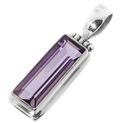 1 1/4" SPARKLING PURPLE AMETHYST EXTENDED CUT 925 STERLING SILVER DROP pendant