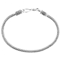 4mm Tulang Naga Handmade Bali FIsh Bone Chain 925 Sterling Silver Bracelet Anklet