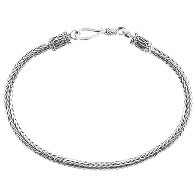 4mm Tulang Naga Handmade Bali FIsh Bone Chain 925 Sterling Silver Bracelet Anklet