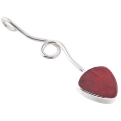 1 5/8" ADORABLE GENUINE RED CORAL 925 STERLING SILVER DROP pendant