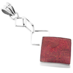 1 7/8" Dangling Red Coral 925 Sterling Silver Drop Pendant