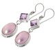 1 9/16" OVAL PINK MABE PEARL AMETHYST 925 STERLING SILVER DROP earrings