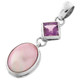 1 3/4" OVAL PINK MABE PEARL AMETHYST 925 STERLING SILVER pendant