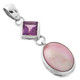 1 3/4" OVAL PINK MABE PEARL AMETHYST 925 STERLING SILVER pendant