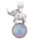 1 3/4" BLUE MABE PEARL WITH ELEPHANT 925 STERLING SILVER pendant