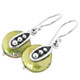 11/16" CUTE GREEN BIWA FRESHWATER COIN PEARL 925 STERLING SILVER earrings