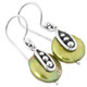 11/16" CUTE GREEN BIWA FRESHWATER COIN PEARL 925 STERLING SILVER earrings