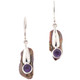 1" AMETHYST BRONZE-TONE  FRESHWATER STICK PEARL 925 STERLING SILVER earrings
