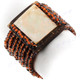 Mother Of Pearl Seed Beads Coconut Shell 6" Bronze Bracelet
