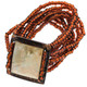Mother Of Pearl Seed Beads Coconut Shell 6" Bronze Bracelet