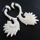 2 1/2" FAKE GAUGE WHITE BISON BONE TRIBAL HAND CARVING POST earrings