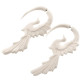 3 1/8" FAKE GAUGE WHITE BISON BONE PEACOCK BIRD CARVING POST earrings