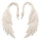 2 1/2" FAKE GAUGE WHITE BISON BONE SWAN FEATHER CARVING POST earrings