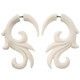 1 11/16" FAKE GAUGE WHITE BONE TRIBAL CARVING ETHNIC BODY JEWELRY POST earrings