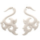 2 1/2" FAKE GAUGE WHITE BONE TRIBAL HANDCARVED ETHNIC BODY JEWELRY POST earrings