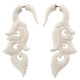 2 3/8" FAKE GAUGE WHITE BUFALLO BONE BOHEMIAN HAND CARVING ETHNIC POST earrings